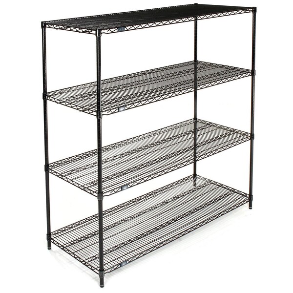 Nexel Wire Shelving, Black Epoxy, 54W X 18D X 74H 18547B - main